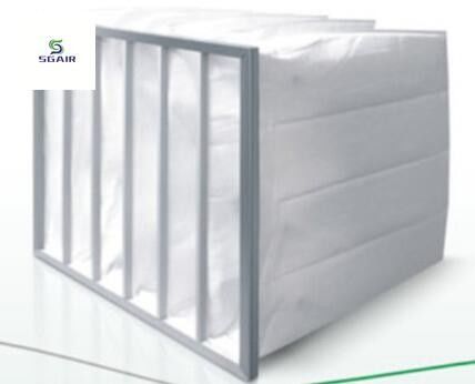Grande capacidade de retenção de poeira Fibras sintéticas médias Filtro de bolsas Quadro de aço galvanizado