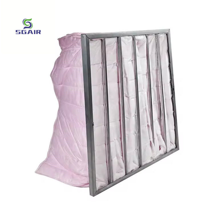 Filtro de ar de bolso galvanizado com eficiência de filtração de 1 a 5 μM para AHU