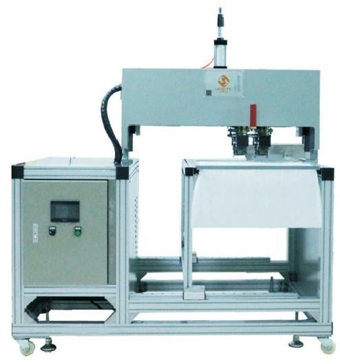 Máquina de rivetagem semiautomática de cabeça dupla, tipo de flange de perfuração